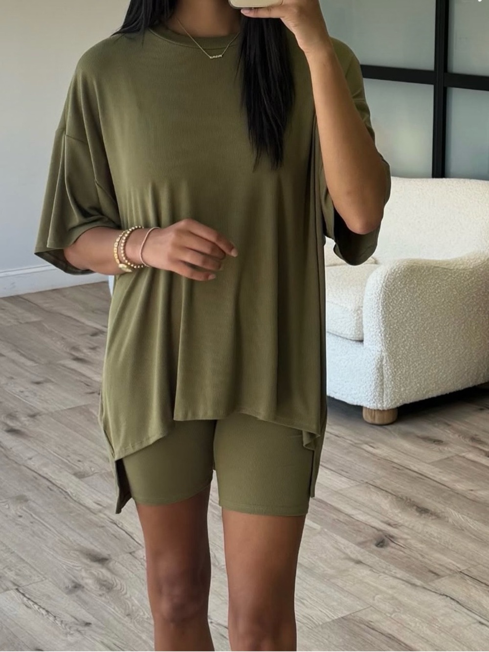 Talulah Novi Set Casual Olive Ribbed Two-Piece Set